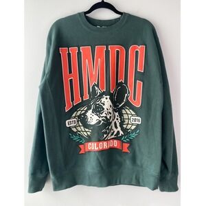 HMDC Colorado Crewneck Sweatshirt L Green Graphic Retro Bear College Heavyweight